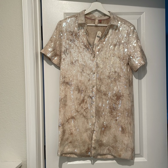 Anthropologie pilcro sequin shirt dress small nwt - Picture 2 of 5